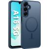 FNTCASE for Galaxy A16 5G Phone Case: Magnetic Matte Translucent Military Grade Drop Protection Cell Phone Cover – Slim Rugged Durable Shockproof Protective for Samsung A16 Cases – Black(Blue)