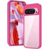 FNTCASE for Google Pixel 9a Case: Military Grade Drop Protection Anti Yellowing Cell Phone Cover – Rugged Shockproof Protective Bumper Transparent Cases(Clear)(Rose)