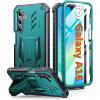 FNTCASE for Samsung Galaxy A16-5G Case: Military Grade Drop Proof Protection Mobile Cover with Kickstand | Matte Textured Rugged Shockproof TPU | Protective Sturdy Phone Case(Black)(Green)