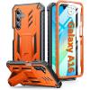 FNTCASE for Samsung Galaxy A16-5G Case: Military Grade Drop Proof Protection Mobile Cover with Kickstand | Matte Textured Rugged Shockproof TPU | Protective Sturdy Phone Case(Black)(Orange)
