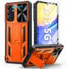 FNTCASE for Samsung Galaxy A16-5G Case: Military Grade Dropproof Cell Phone Cover with Kickstand & Slide | Protective Heavy Duty Rugged Phone Case Bumper Textured Protector (Blue)(Orange)