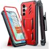 FNTCASE for Samsung Galaxy A16-5G Case: Military Grade Rugged Cell Phone Cover with Kickstand & Holster | Shockproof TPU Protection Bumper Matte Textured Design for Galaxy A16 Cases 6.7 inch – Black(Red)