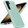 FNTCASE for Samsung Galaxy S24 Case: Dual Layer Heavy Duty Cell Phone Protective Cover Shockproof Rugged with Non-Slip Textured – Military Drop Protection Bumper Tough – 2024, 6.2inch Black(Mint Green)