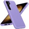 FNTCASE for Samsung Galaxy S24 Case: Dual Layer Heavy Duty Cell Phone Protective Cover Shockproof Rugged with Non-Slip Textured – Military Drop Protection Bumper Tough – 2024, 6.2inch Black(Light Purple)