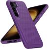 FNTCASE for Samsung Galaxy S24 Case: Dual Layer Heavy Duty Cell Phone Protective Cover Shockproof Rugged with Non-Slip Textured – Military Drop Protection Bumper Tough – 2024, 6.2inch Black(Purple)