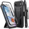FNTCASE for iPhone 16e 2025 Case: for iPhone 16E Military Grade Rugged Phone Cover with Kickstand & Holster | Shockproof TPU Protection Bumper Matte Textured Design | Heavy Duty Protector (Black)(Black)