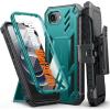 FNTCASE for iPhone 16e 2025 Case: for iPhone 16E Military Grade Rugged Phone Cover with Kickstand & Holster | Shockproof TPU Protection Bumper Matte Textured Design | Heavy Duty Protector (Black)(Green)