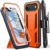 FNTCASE for iPhone 16e 2025 Case: for iPhone 16E Military Grade Rugged Phone Cover with Kickstand & Holster | Shockproof TPU Protection Bumper Matte Textured Design | Heavy Duty Protector (Black)(Orange)