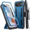 FNTCASE for iPhone 16e 2025 Case: for iPhone 16E Military Grade Rugged Phone Cover with Kickstand & Holster | Shockproof TPU Protection Bumper Matte Textured Design | Heavy Duty Protector (Black)(Blue)