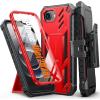 FNTCASE for iPhone 16e 2025 Case: for iPhone 16E Military Grade Rugged Phone Cover with Kickstand & Holster | Shockproof TPU Protection Bumper Matte Textured Design | Heavy Duty Protector (Black)(Red)