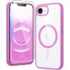 FNTCASE for iPhone 16e Case Clear: Magnetic Phone Cases with Screen Protector Drop Proof Compatible with Magsafe Slim Anti Yellowing Rugged Shockproof Protective Transparent Cell Cover (B-Pink)