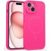FNTCASE for iPhone 16e Phone Case: Magnetic Matte Textured Silicone Shockproof Military Grade Drop Protection Cell Phone Cover | Compatible with Magsafe | Slim Rugged Anti-Slip Protective Bumper(Hot Pink)