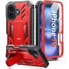 FNTCASE for iPhone 16e Phone Case: Military Grade [Built-in Screen Protector] [Kickstand] Matte Textured Drop Proof Protection Cover | Rugged Shockproof TPU Protective Sturdy Cases 2025 – Black(Red)