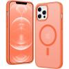 FNTCASE for iPhone 17 Pro Case, Compatible with Magsafe, Clear Transparent Magnetic Shockproof Protective Rugged Phone Cover with Screen Protector – 6.3 inch (A-Clear)(C-Orange)