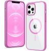 FNTCASE for iPhone 17 Pro Case, Compatible with Magsafe, Clear Transparent Magnetic Shockproof Protective Rugged Phone Cover with Screen Protector – 6.3 inch (A-Clear)(B-Pink)