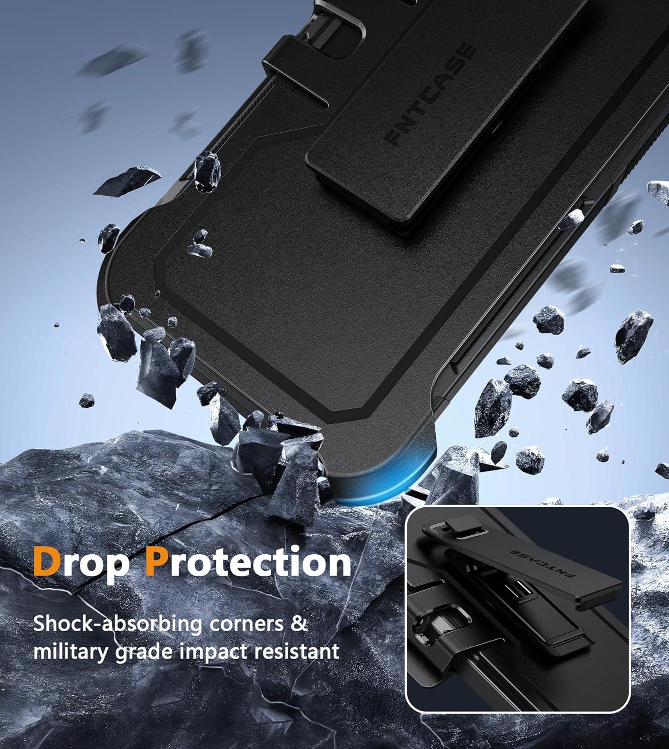 imageFNTCASE for Samsung Galaxy A165G Case Dual Layer with BeltClip Holster Drop Protection Phone Case Military Grade Shockproof Rugged Heavy Duty Protective Bumper Cell Cover 67 InchBlackBlack
