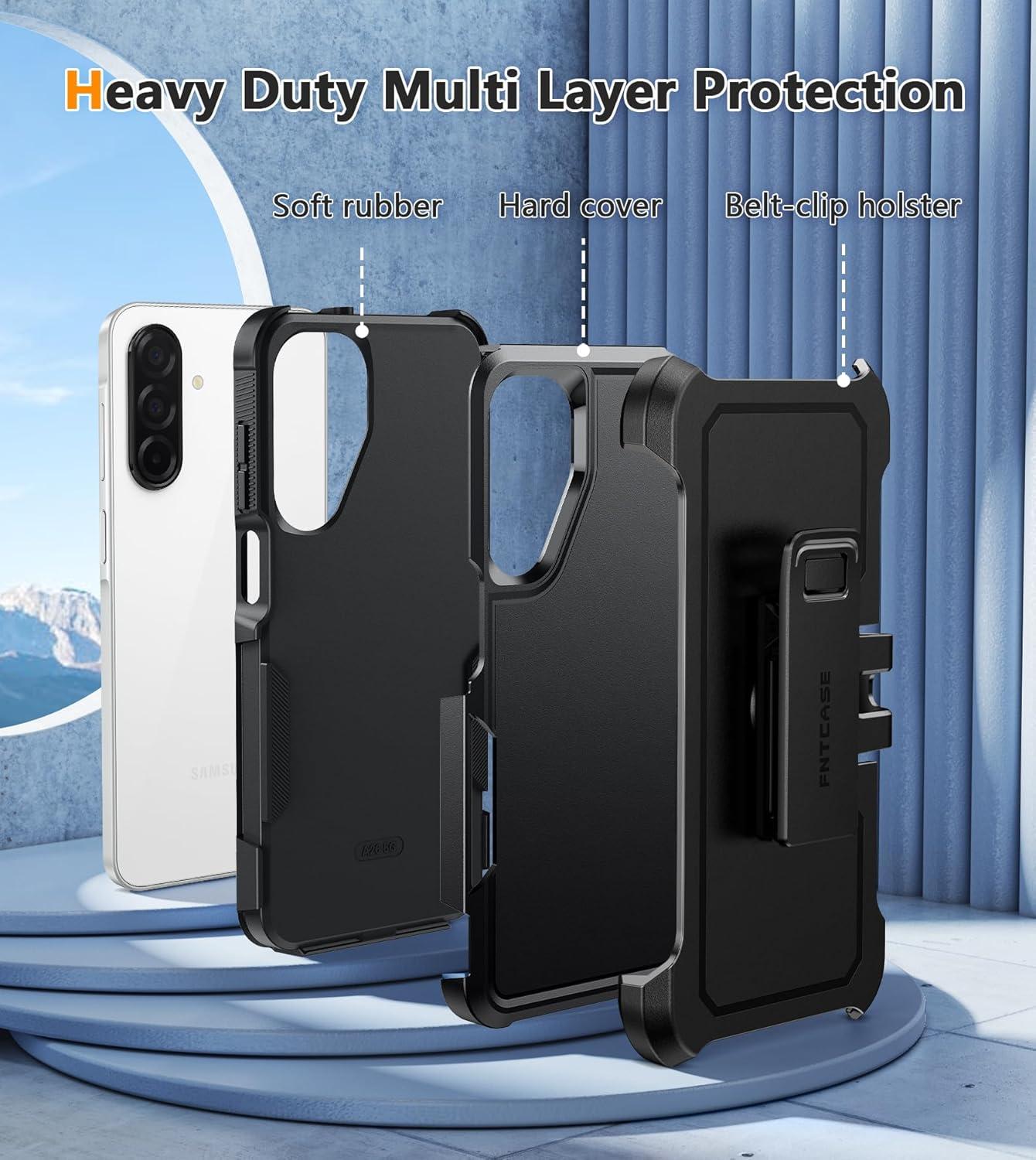 imageFNTCASE for Samsung Galaxy A165G Case Dual Layer with BeltClip Holster Drop Protection Phone Case Military Grade Shockproof Rugged Heavy Duty Protective Bumper Cell Cover 67 InchBlackBlack