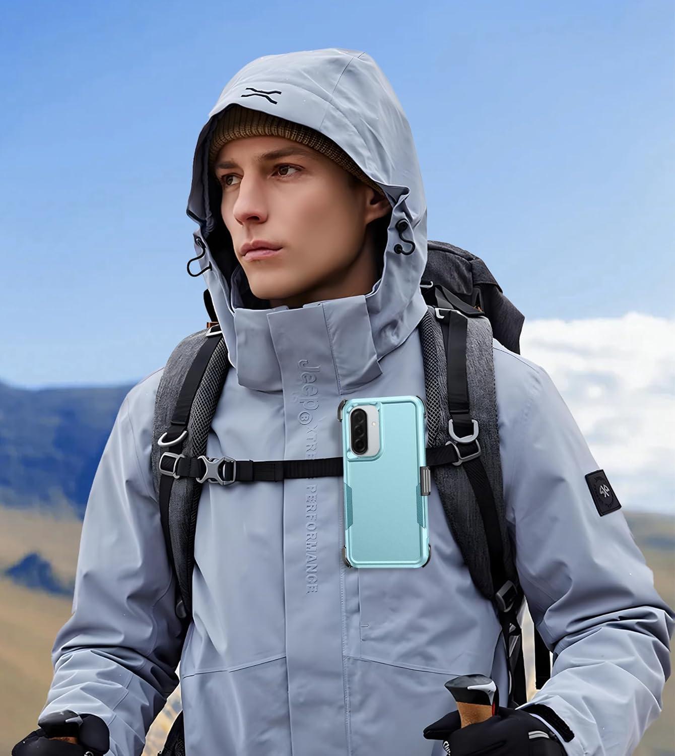 imageFNTCASE for Samsung Galaxy A165G Case Dual Layer with BeltClip Holster Drop Protection Phone Case Military Grade Shockproof Rugged Heavy Duty Protective Bumper Cell Cover 67 InchBlackMint Green