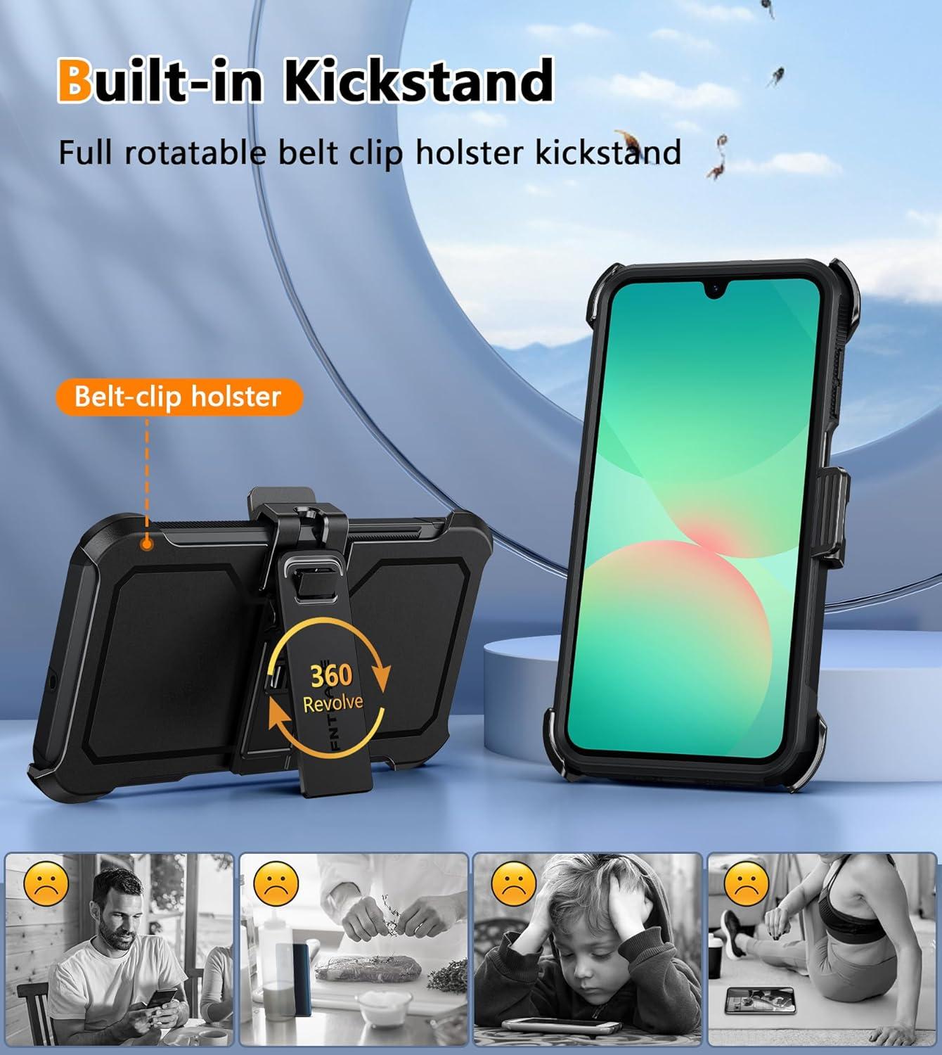 imageFNTCASE for Samsung Galaxy A165G Case Dual Layer with BeltClip Holster Drop Protection Phone Case Military Grade Shockproof Rugged Heavy Duty Protective Bumper Cell Cover 67 InchBlackBlack