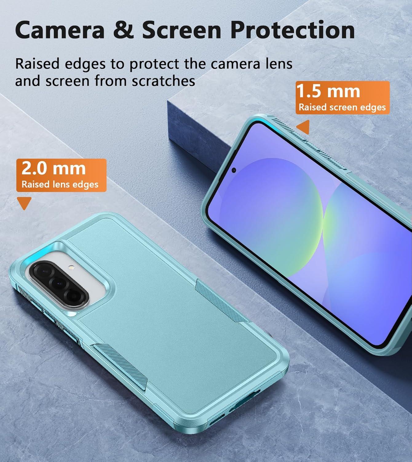 imageFNTCASE for Samsung Galaxy A165G Case Dual Layer with BeltClip Holster Drop Protection Phone Case Military Grade Shockproof Rugged Heavy Duty Protective Bumper Cell Cover 67 InchBlackMint Green