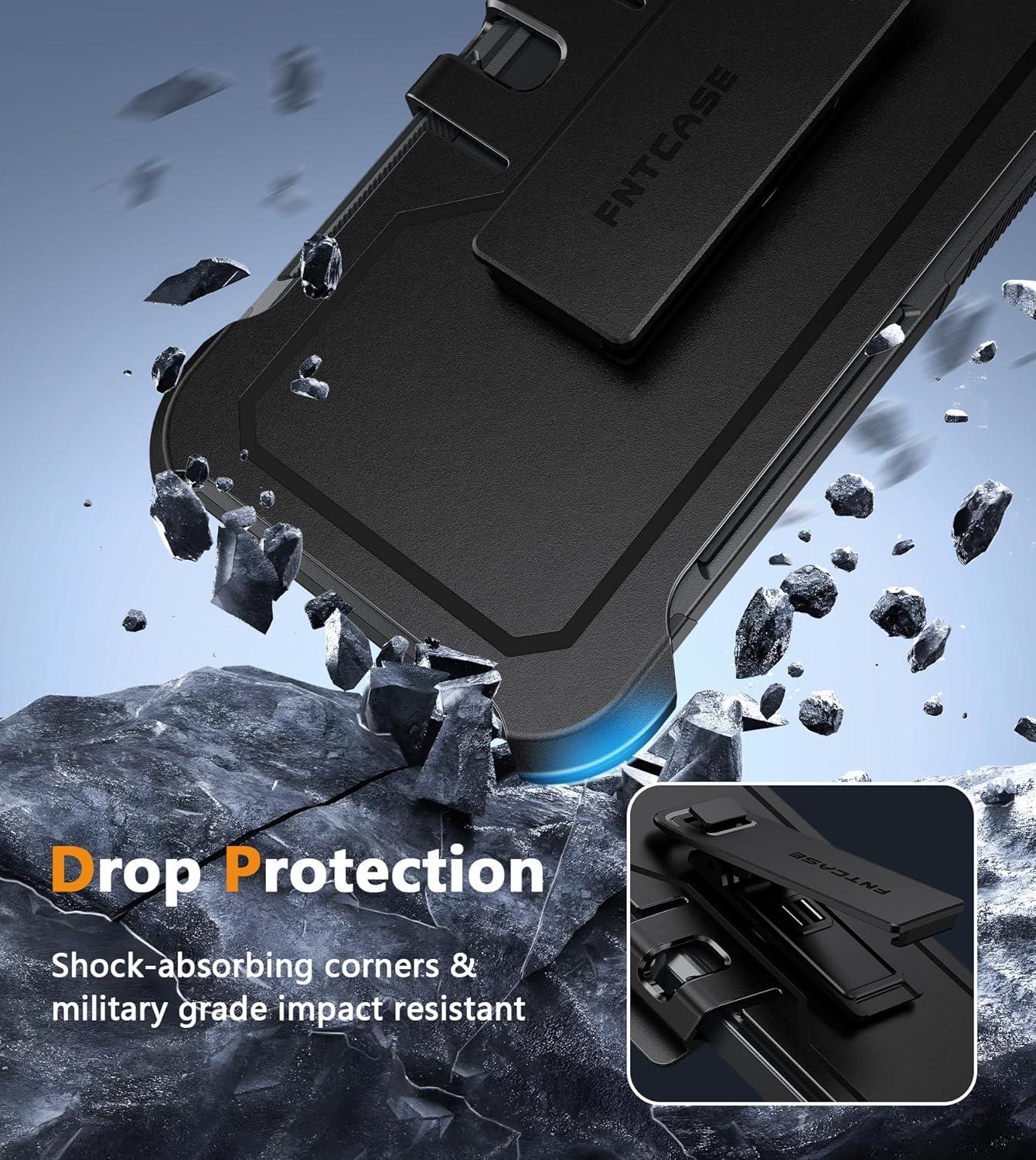 imageFNTCASE for Samsung Galaxy A165G Case Dual Layer with BeltClip Holster Drop Protection Phone Case Military Grade Shockproof Rugged Heavy Duty Protective Bumper Cell Cover 67 InchBlackBlack