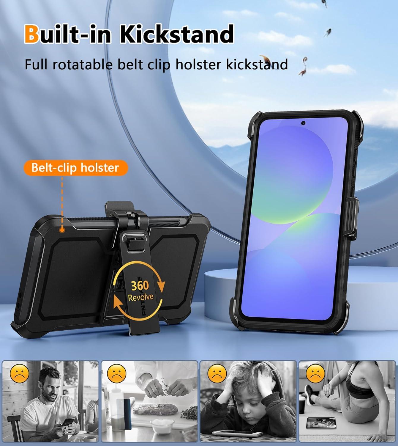 imageFNTCASE for Samsung Galaxy A165G Case Dual Layer with BeltClip Holster Drop Protection Phone Case Military Grade Shockproof Rugged Heavy Duty Protective Bumper Cell Cover 67 InchBlackBlack