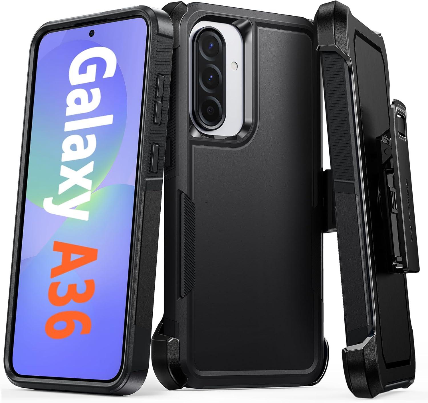 imageFNTCASE for Samsung Galaxy A165G Case Dual Layer with BeltClip Holster Drop Protection Phone Case Military Grade Shockproof Rugged Heavy Duty Protective Bumper Cell Cover 67 InchBlackBlack