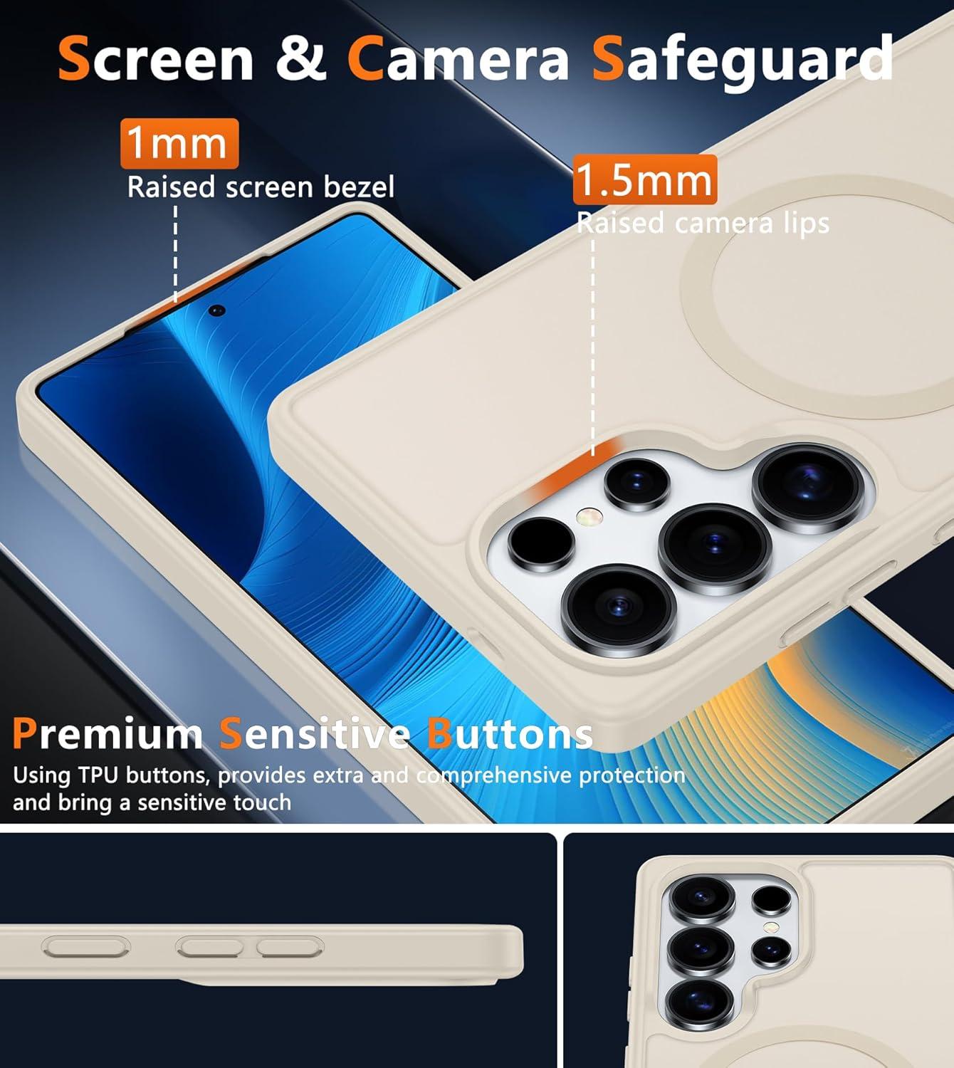 imageFNTCASE for Samsung Galaxy S25 Case Magnetic Matte Textured Military Grade Drop Protection Translucent Cell Phone Cover Slim Rugged Durable Shockproof Protective Bumper Cases 62 inchesBlackApricot