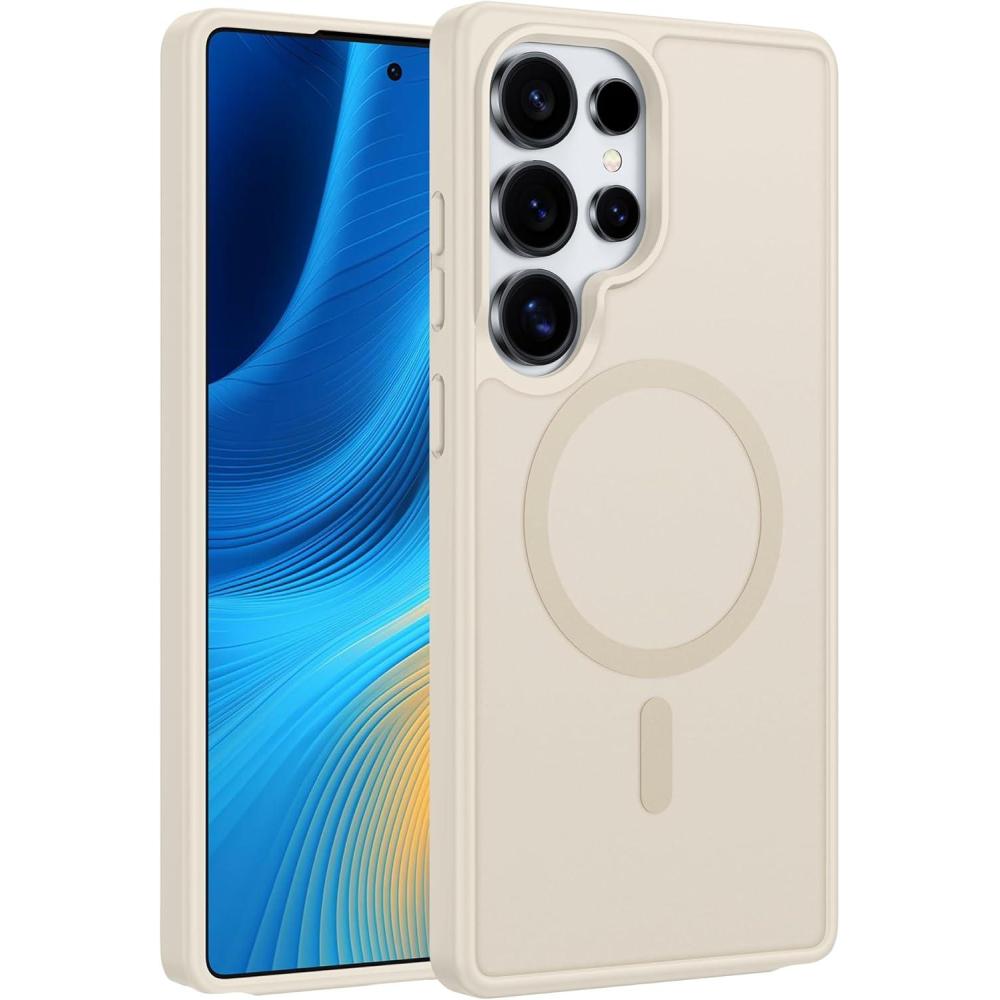 imageFNTCASE for Samsung Galaxy S25 Case Magnetic Matte Textured Military Grade Drop Protection Translucent Cell Phone Cover  Slim Rugged Durable Shockproof Protective Bumper Cases 62 inchesBlackApricot