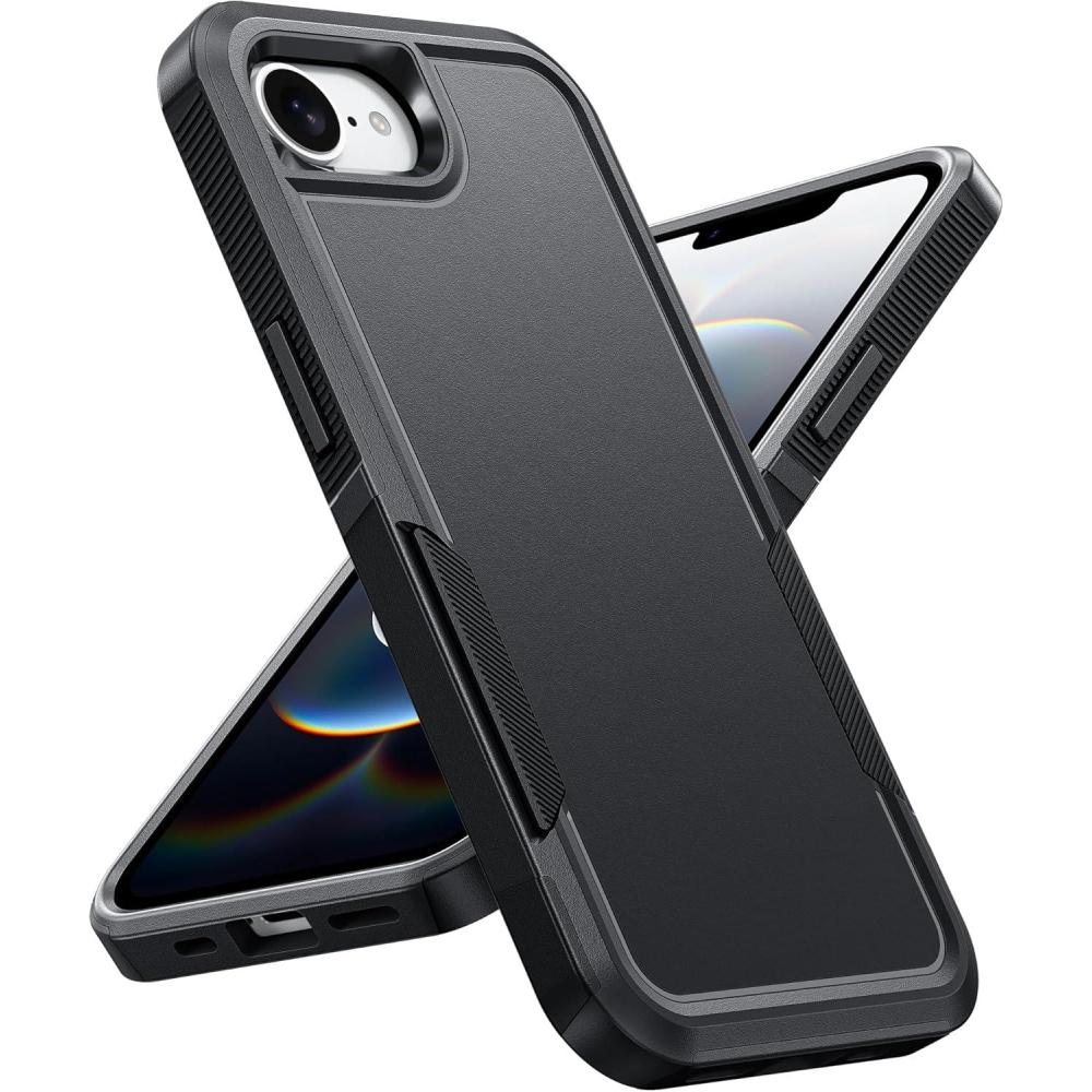 imageFNTCASE for iPhone 16e Phone Case for iPhone 16E Case 2025 Heavy Duty Drop Protection with Rugged BeltClip Holster Military Grade Shockproof Durable Protective Cell Phone Cover BlackBlack Dark