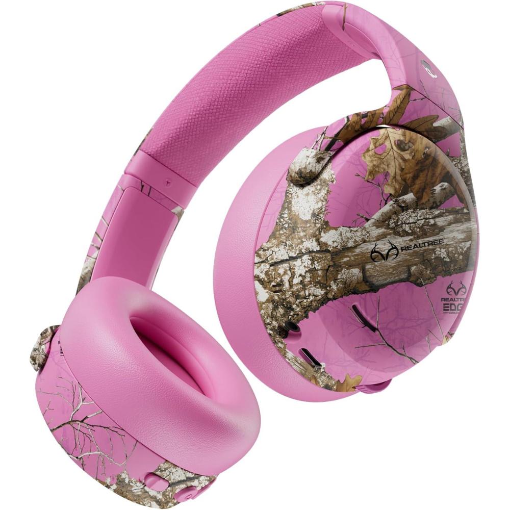 imageSkullcandy Crusher ANC 2 Wireless OverEar Bluetooth Headphones with Extra USBC Charging Cable MultiSensory Bass Active Noise Cancelling 60 Hours Battery Microphone iPhone Android  BoneRealtree Edge Colors Pink