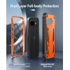 FNTCASE for Google Pixel 9A Case: Military Grade Drop Proof Protection Mobile Cover with Kickstand | Matte Textured Rugged Shockproof TPU | Protective Sturdy Phone Case – Black(Orange)