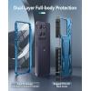 FNTCASE for Motorola Edge 2025 Case: Military Grade Drop Proof Protection Mobile Cover with Kickstand | Matte Textured Rugged Shockproof TPU | Protective Sturdy Phone Case – Black(Blue)