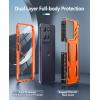 FNTCASE for Motorola Edge 2025 Case: Military Grade Drop Proof Protection Mobile Cover with Kickstand | Matte Textured Rugged Shockproof TPU | Protective Sturdy Phone Case – Black(Orange)