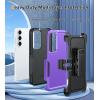 FNTCASE for Samsung Galaxy S24-FE Case: Dual Layer Military Grade Drop Protection Cell Phone Cover with Belt-Clip Holster | Shockproof Rugged Durable Heavy Duty Protective Bumper Tough (Black)(Purple)