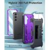 FNTCASE for Samsung Galaxy S25-Edge Case: Military Grade Rugged Cell Phone Cover with Kickstand & Belt Clip Holster | Shockproof TPU Protection Bumper Matte Textured | Heavy Duty Protector (Black)(Purple)