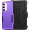 FNTCASE for Samsung Galaxy S24-FE Case: Dual Layer Military Grade Drop Protection Cell Phone Cover with Belt-Clip Holster | Shockproof Rugged Durable Heavy Duty Protective Bumper Tough (Black)(Purple)