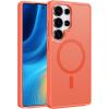 FNTCASE for Samsung Galaxy S25 Case: Magnetic Matte Textured Military Grade Drop Protection Translucent Cell Phone Cover – Slim Rugged Durable Shockproof Protective Bumper Cases- 6.2 inches(Black)(Orange)