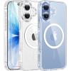 FNTCASE for iPhone 17 Case Clear: Magnetic Phone Cases with Screen Protector Drop Proof Compatible with Magsafe Slim Anti Yellowing Rugged Shockproof Protective Transparent Cell Cover (A-Clear)