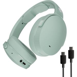 Skullcandy Hesh ANC Wireless Over-Ear Bluetooth Headphones with Extra USB-C Charging Cable, Active Noise Canceling, 22 Hrs Battery, Foldable Lightweight Design, Microphone iPhone Android – Mod White(Preppy Sage)