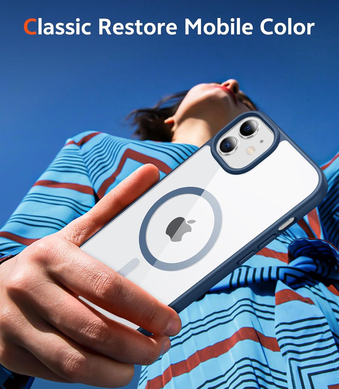 imageFNTCASE for iPhone 12 Case Clear iPhone 12 Pro Case Magnetic Phone Cases Compatible with Magsafe Slim Anti Yellowing Military Grade Drop Protection Rugged Protective Transparent Cover BBlue