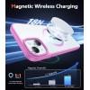 FNTCASE for iPhone 15 Case Clear: iPhone 14/13 Case Magnetic Phone Cases with Screen Protector Compatible with Magsafe Slim Anti Yellowing Rugged Protective Transparent Cell Cover (B-Pink)