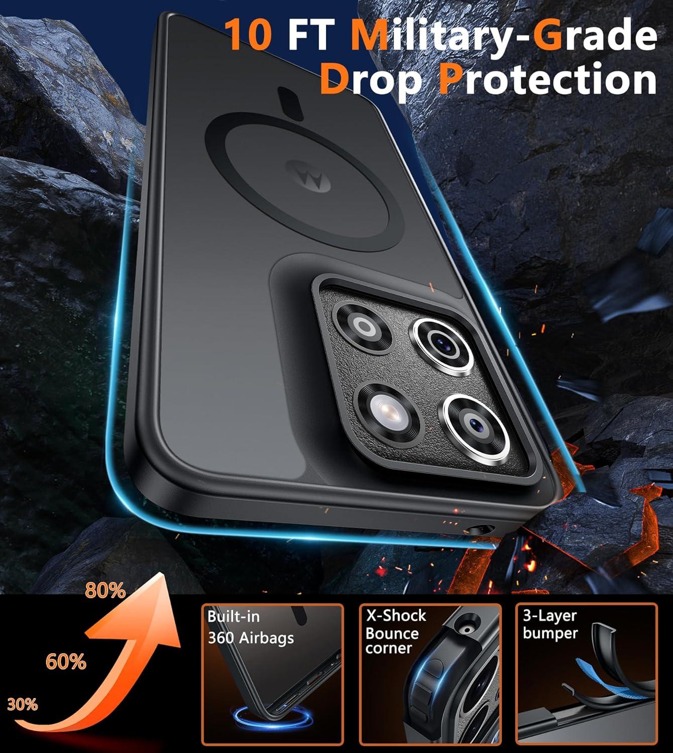 imageFNTCASE for Motorola Moto G Power 5G 2025 Case for Moto G Power 5G 2026 Magnetic Translucent Matte Slim Phone Cover Shockproof Non Slip AntiFingerprint Hard Rugged Protective Case 68 InchBlackBlack
