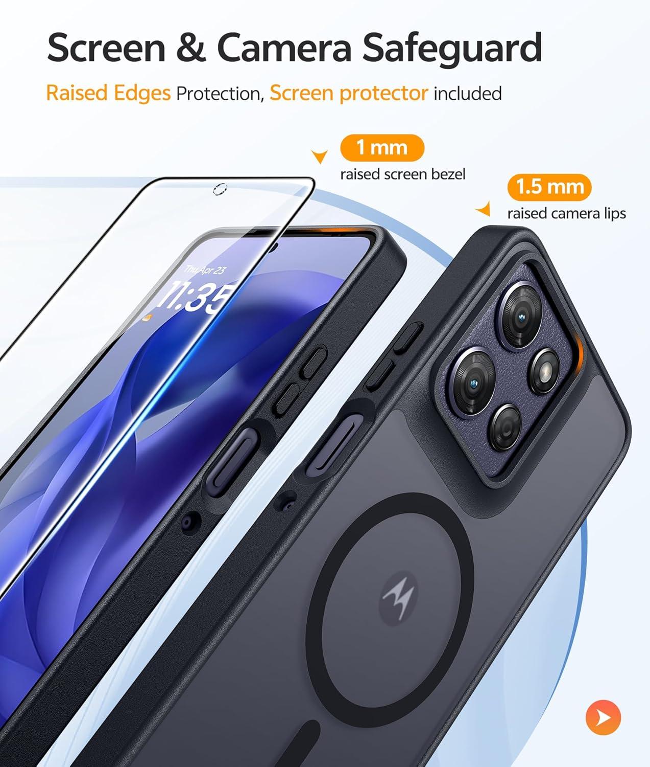 imageFNTCASE for Motorola Moto G Power 5G 2025 Case for Moto G Power 5G 2026 Magnetic Translucent Matte Slim Phone Cover Shockproof Non Slip AntiFingerprint Hard Rugged Protective Case 68 InchBlackBlack