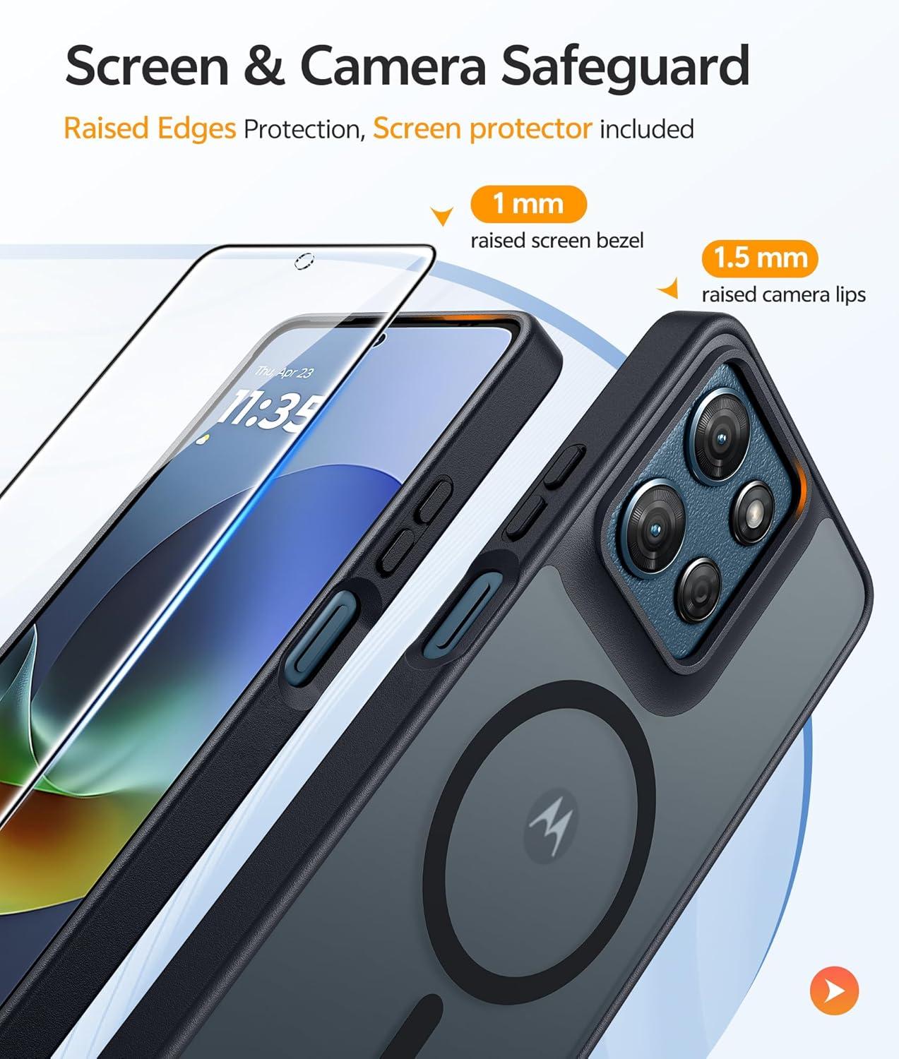 imageFNTCASE for Motorola Moto G Power 5G 2025 Case for Moto G Power 5G 2026 Magnetic Translucent Matte Slim Phone Cover Shockproof Non Slip AntiFingerprint Hard Rugged Protective Case 68 InchBlackBlack