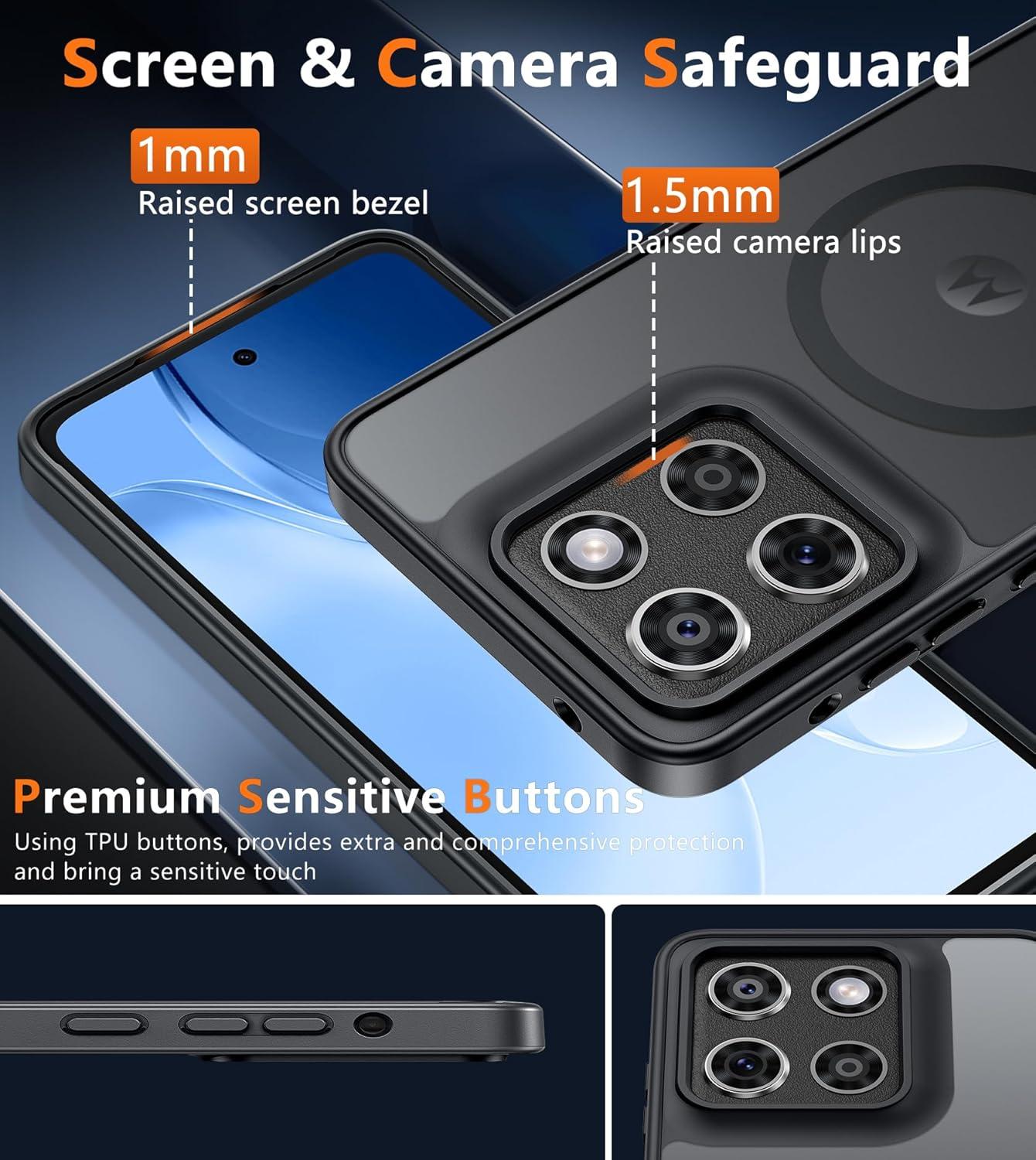 imageFNTCASE for Motorola Moto G Power 5G 2025 Case for Moto G Power 5G 2026 Magnetic Translucent Matte Slim Phone Cover Shockproof Non Slip AntiFingerprint Hard Rugged Protective Case 68 InchBlackBlack