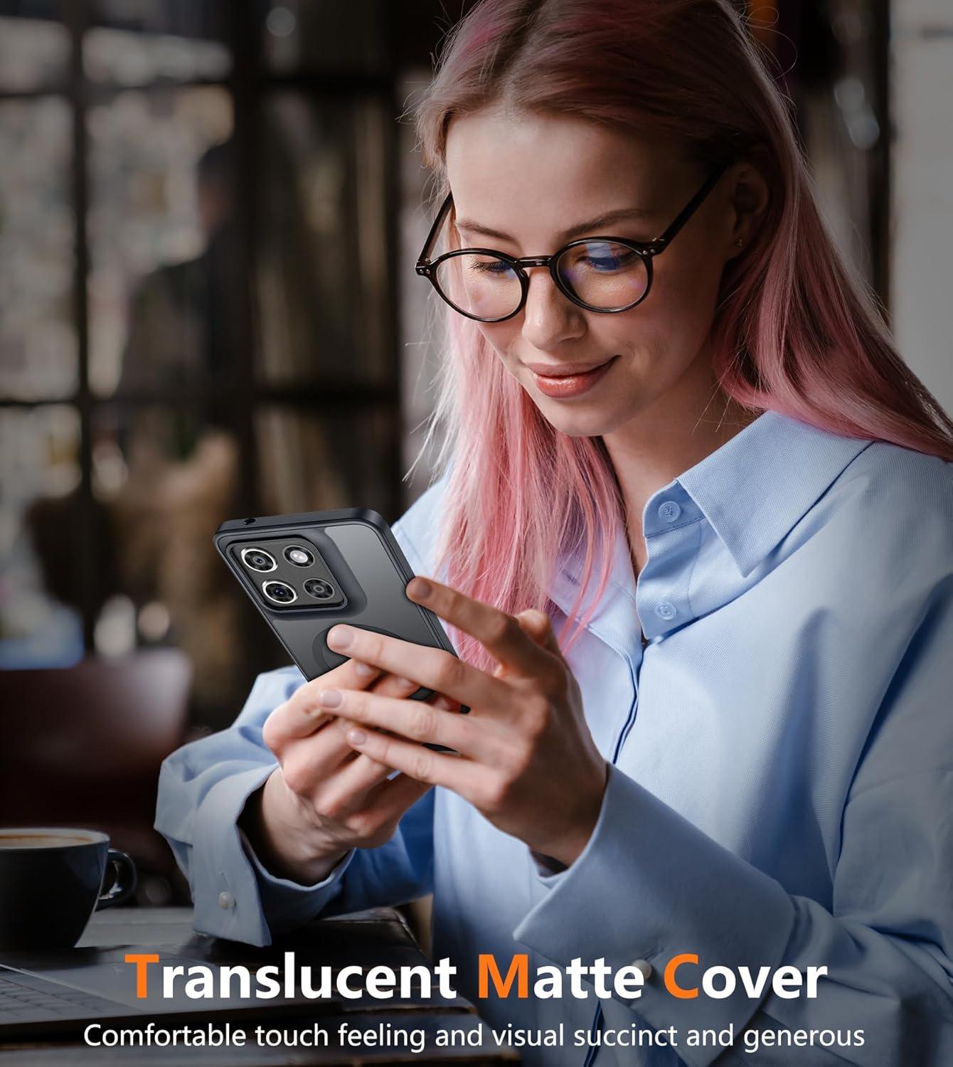 imageFNTCASE for Motorola Moto G Power 5G 2025 Case for Moto G Power 5G 2026 Magnetic Translucent Matte Slim Phone Cover Shockproof Non Slip AntiFingerprint Hard Rugged Protective Case 68 InchBlackBlack