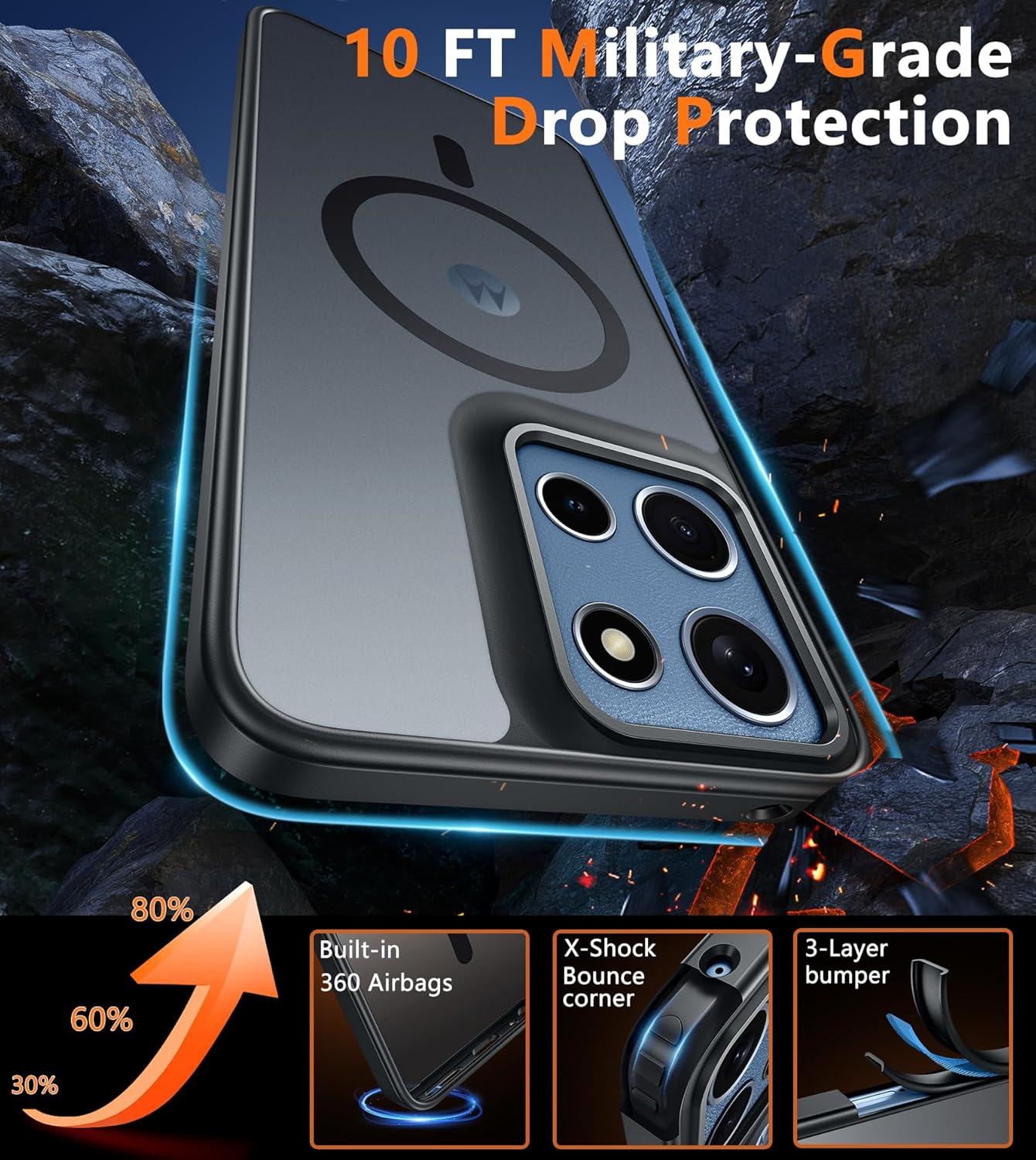 imageFNTCASE for Motorola Moto G Power 5G 2025 Case for Moto G Power 5G 2026 Magnetic Translucent Matte Slim Phone Cover Shockproof Non Slip AntiFingerprint Hard Rugged Protective Case 68 InchBlackBlack