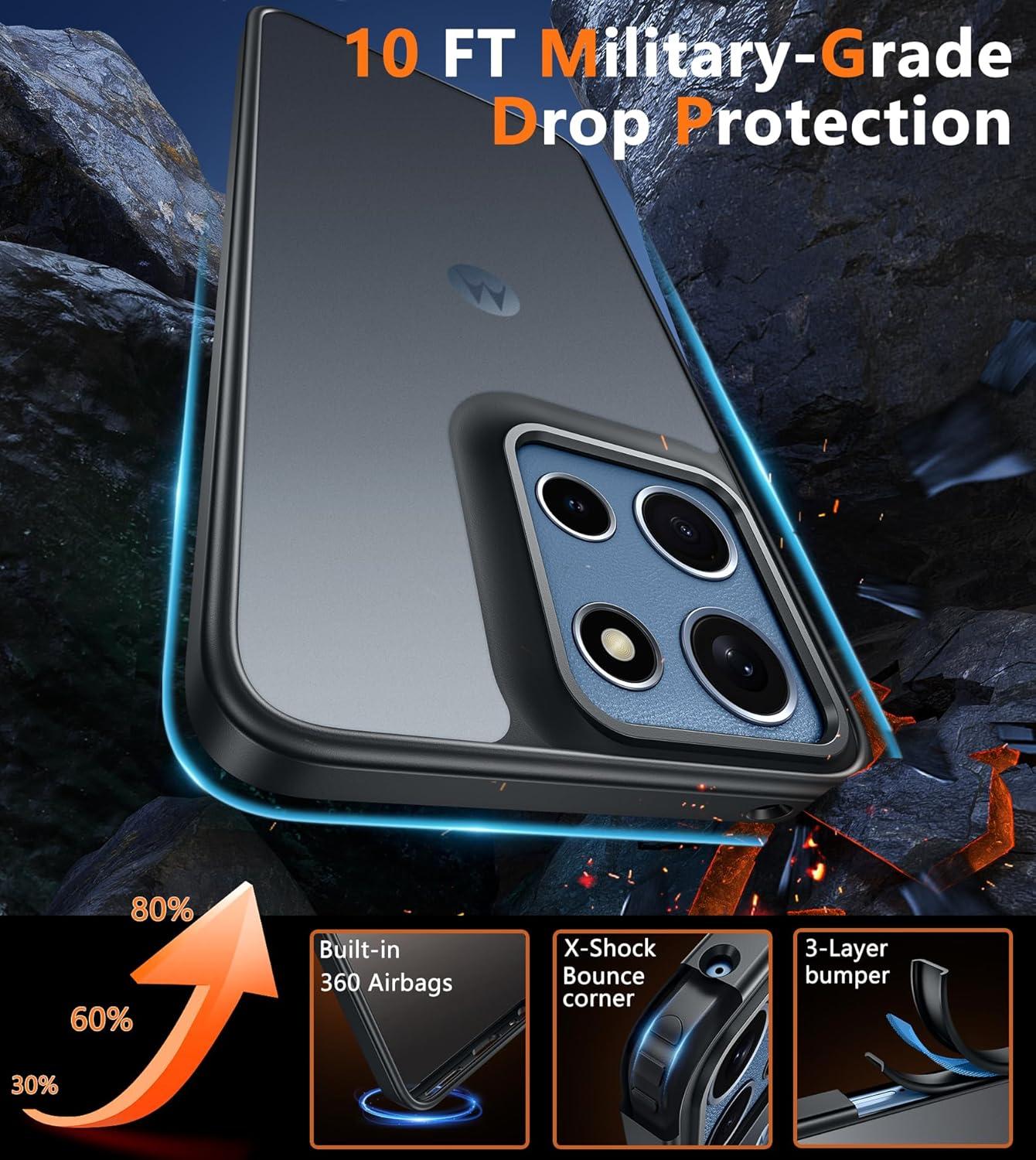 imageFNTCASE for Motorola Moto G Power 5G 2025 Case for Moto G Power 5G 2026 Magnetic Translucent Matte Slim Phone Cover Shockproof Non Slip AntiFingerprint Hard Rugged Protective Case 68 InchBlackBlack Matte