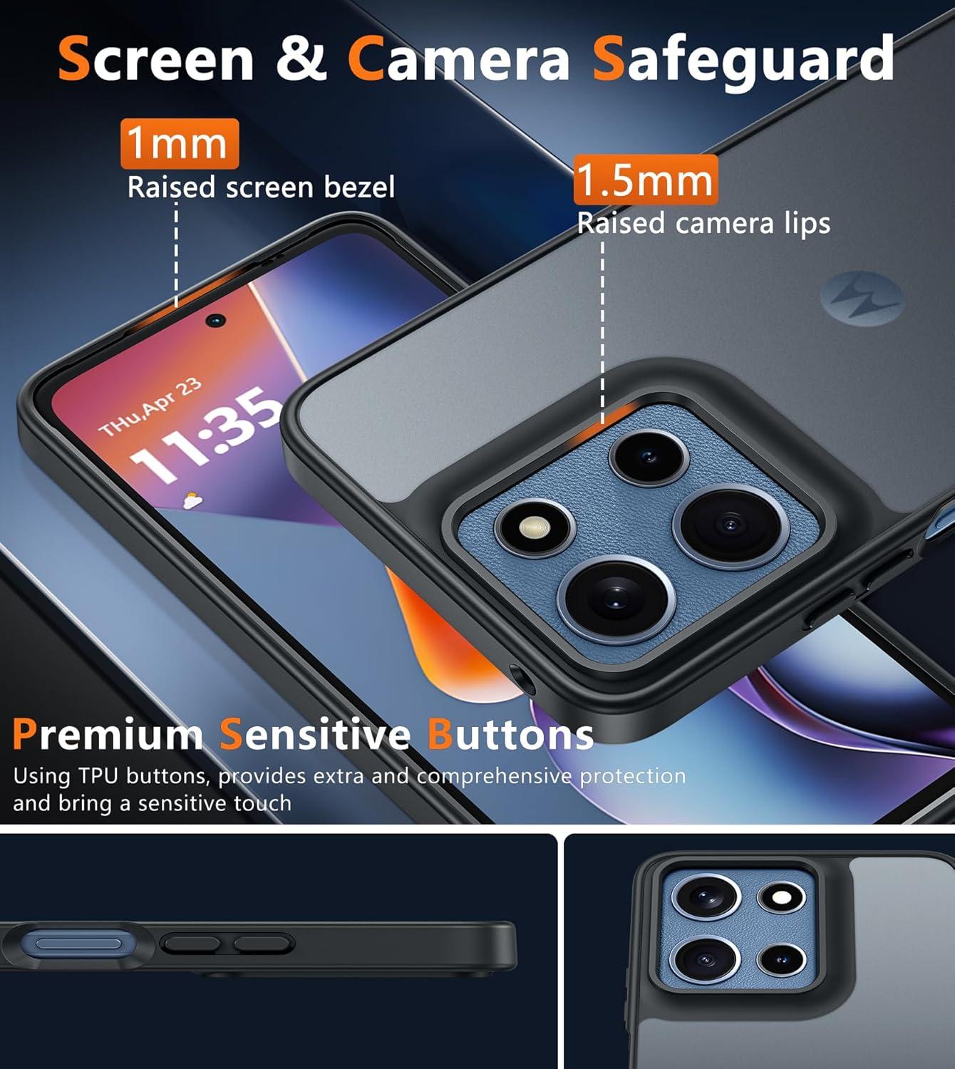 imageFNTCASE for Motorola Moto G Power 5G 2025 Case for Moto G Power 5G 2026 Magnetic Translucent Matte Slim Phone Cover Shockproof Non Slip AntiFingerprint Hard Rugged Protective Case 68 InchBlackBlack Matte